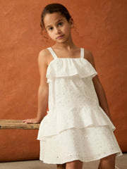 9-13 yrs SmileyWorld Broderie Logo Dress in Ivory | Reiss For Sale
