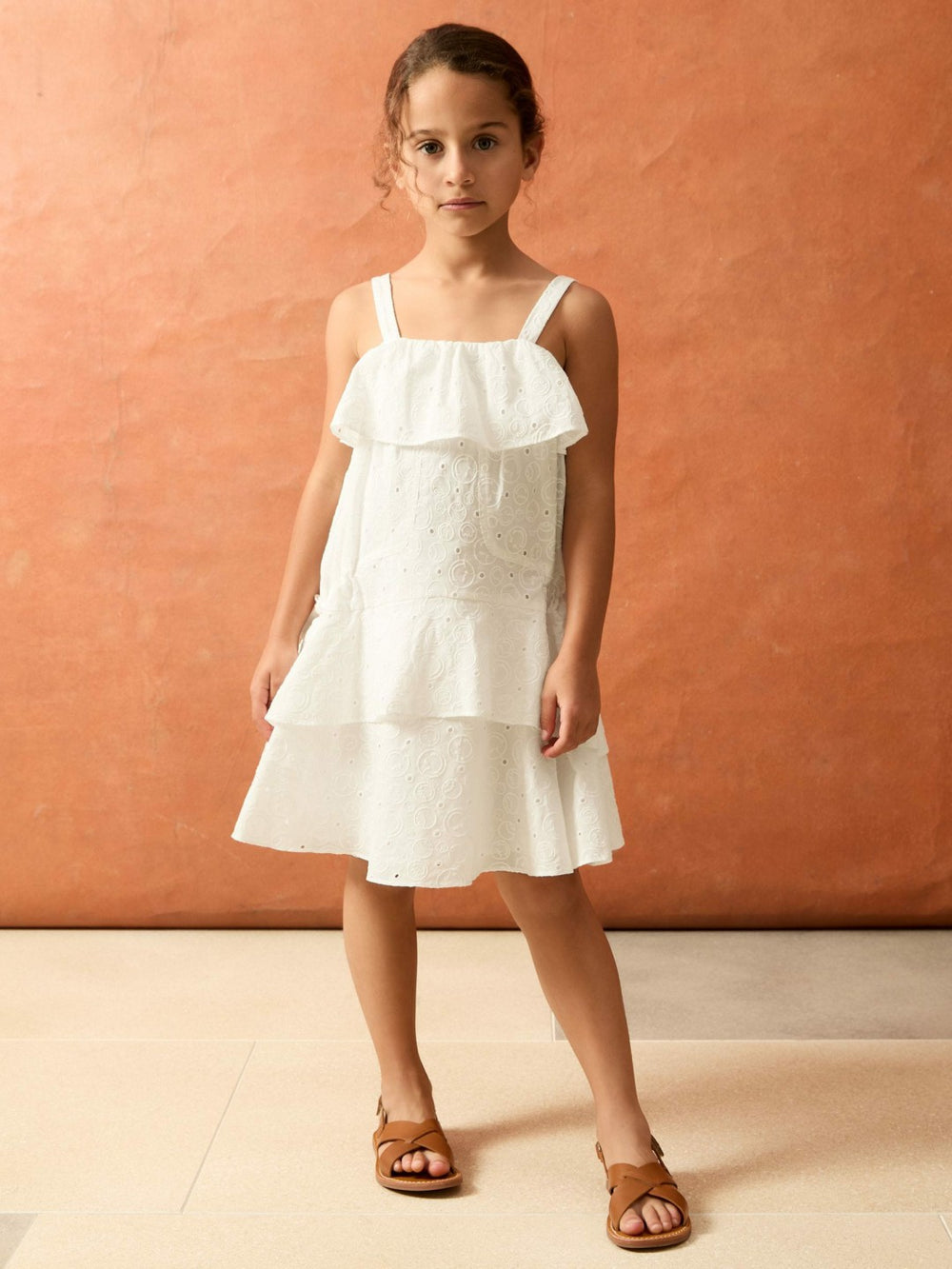 9-13 yrs SmileyWorld Broderie Logo Dress in Ivory | Reiss For Sale