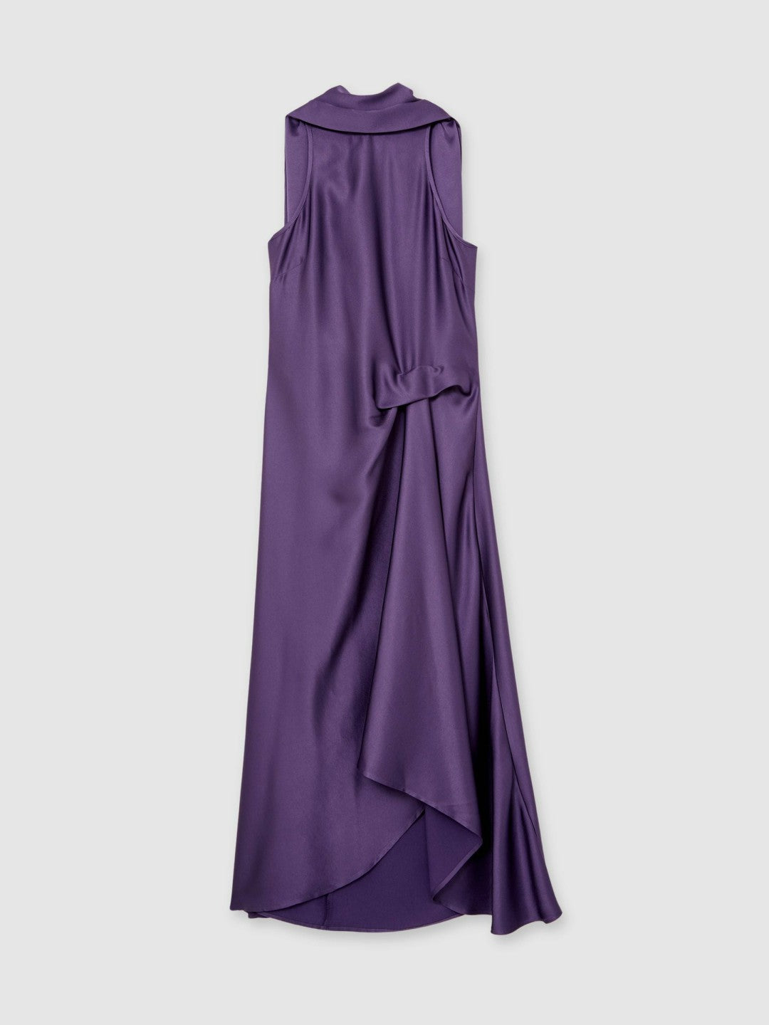 Satin Tuck-Detail Cape Midi Dress in Purple | Reiss USA