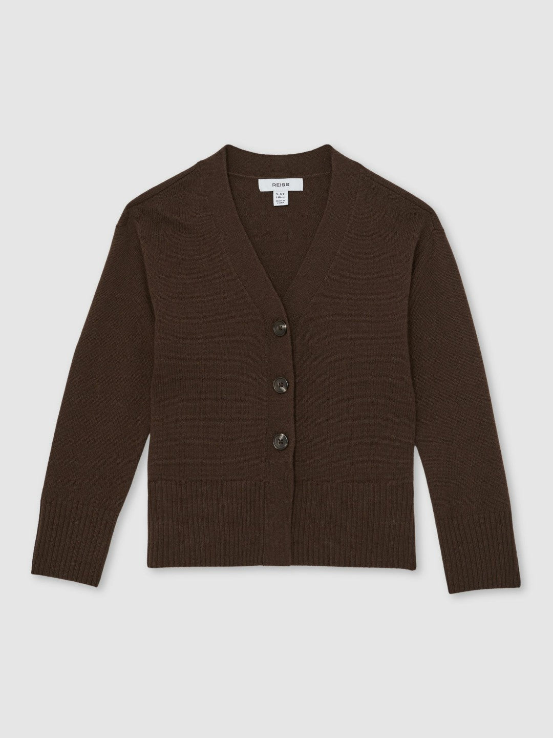 13-14 yrs Wool-Blend Fitted Cardigan With Cashmere in Brown | Reiss Sale