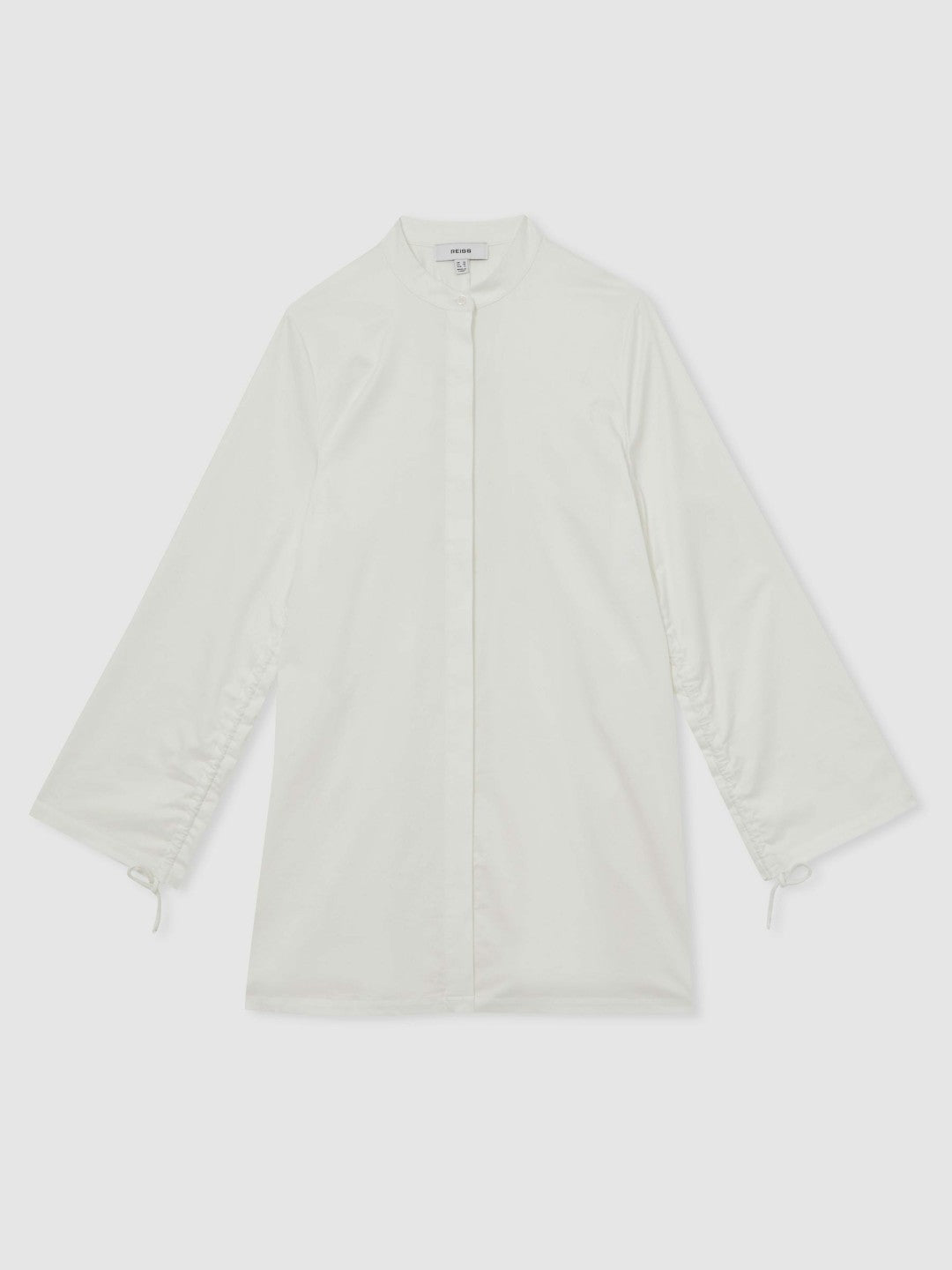 Cotton Gathered Cut-Out Shirt Dress with Stretch in Ivory | Reiss Discount