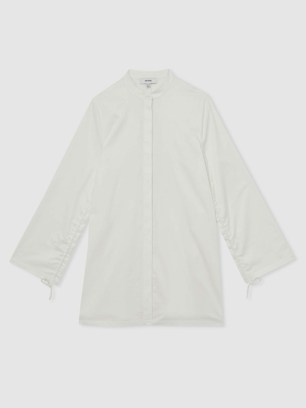 Cotton Gathered Cut-Out Shirt Dress with Stretch in Ivory | Reiss Discount