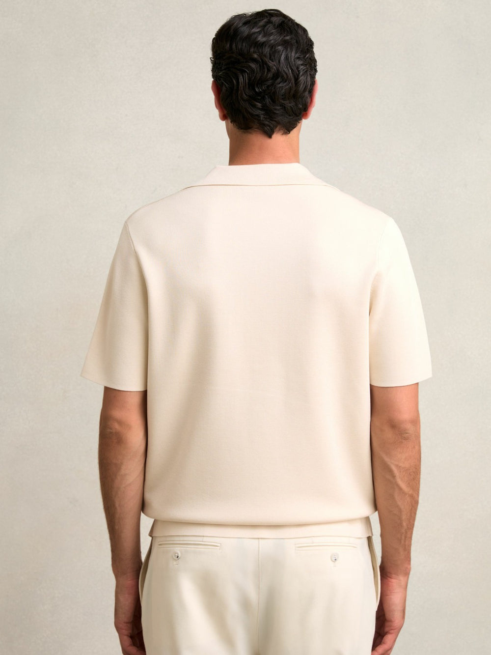 Colour-Block Cuban-Collar Knit Shirt in Taupe Brown/Light Stone | Reiss Near Me