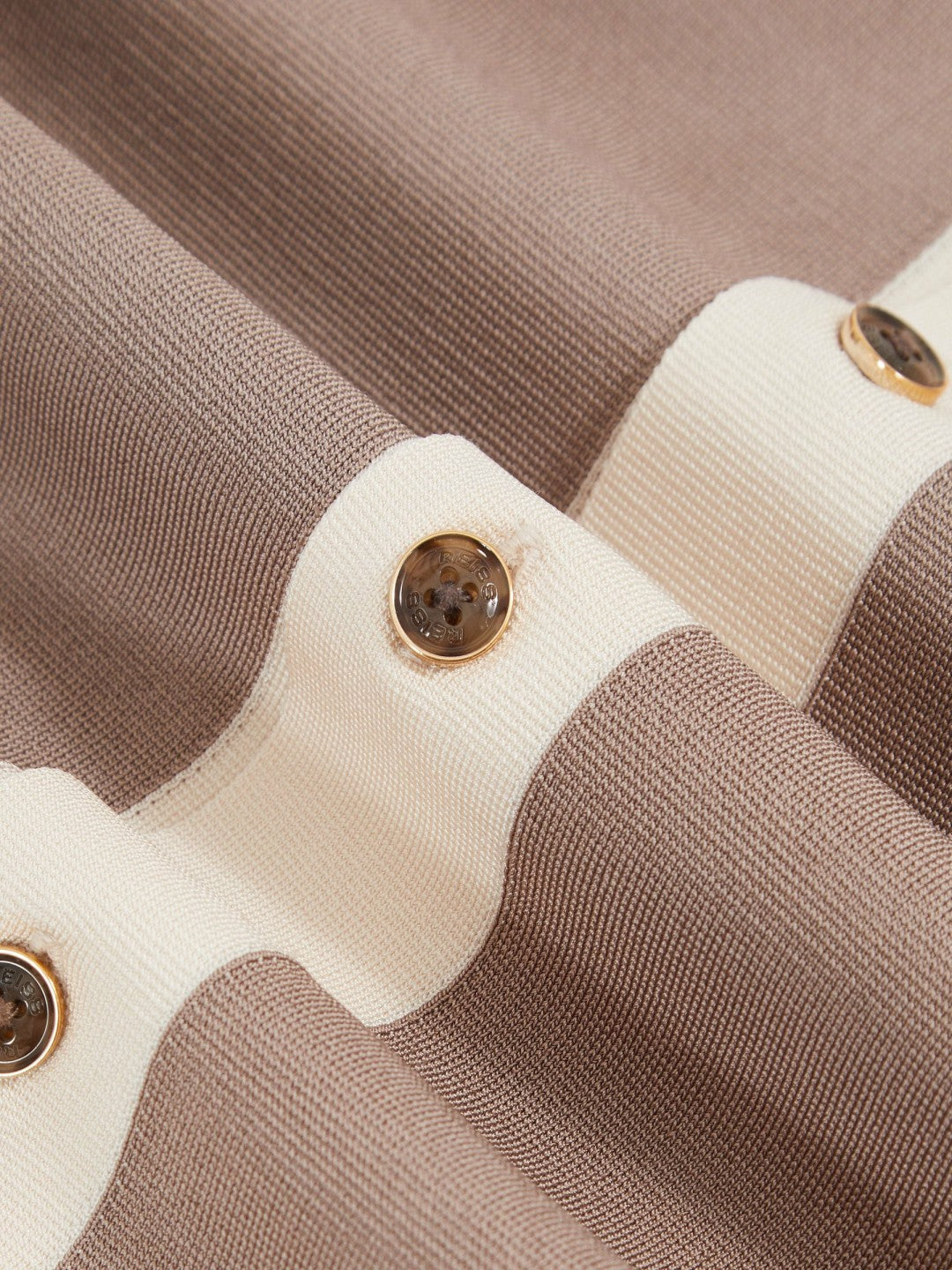 Colour-Block Cuban-Collar Knit Shirt in Taupe Brown/Light Stone | Reiss Near Me