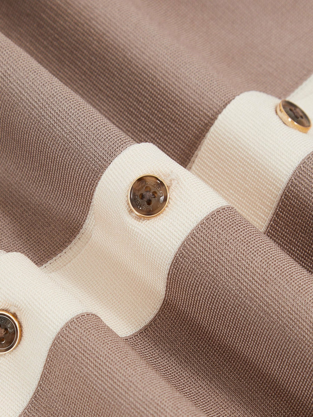 Colour-Block Cuban-Collar Knit Shirt in Taupe Brown/Light Stone | Reiss Near Me