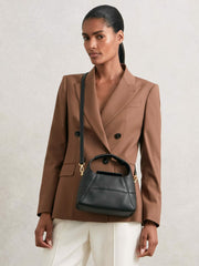 Grained-Leather Shoulder Bag in Black | Reiss Sale