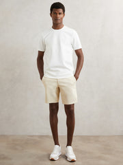 Paige Cotton Chino Shorts with Stretch in Cream | Reiss Sale