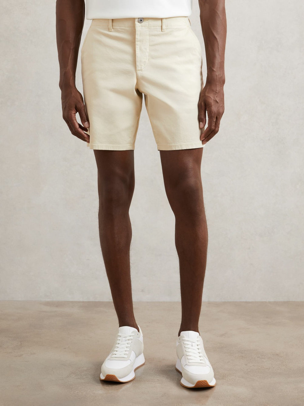 Paige Cotton Chino Shorts with Stretch in Cream | Reiss Sale