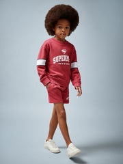 3-9 yrs Superman Cotton Logo Sweatshirt in Red | Reiss