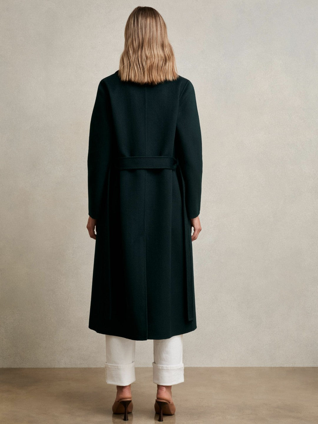 Petite Double-Breasted Blindseam Coat Wool-Blend in Green | Reiss Onsale