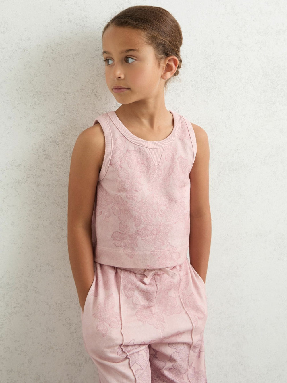 9-13 yrs Cotton Floral Vest and Joggers Set in Pink Print | Reiss Onsale