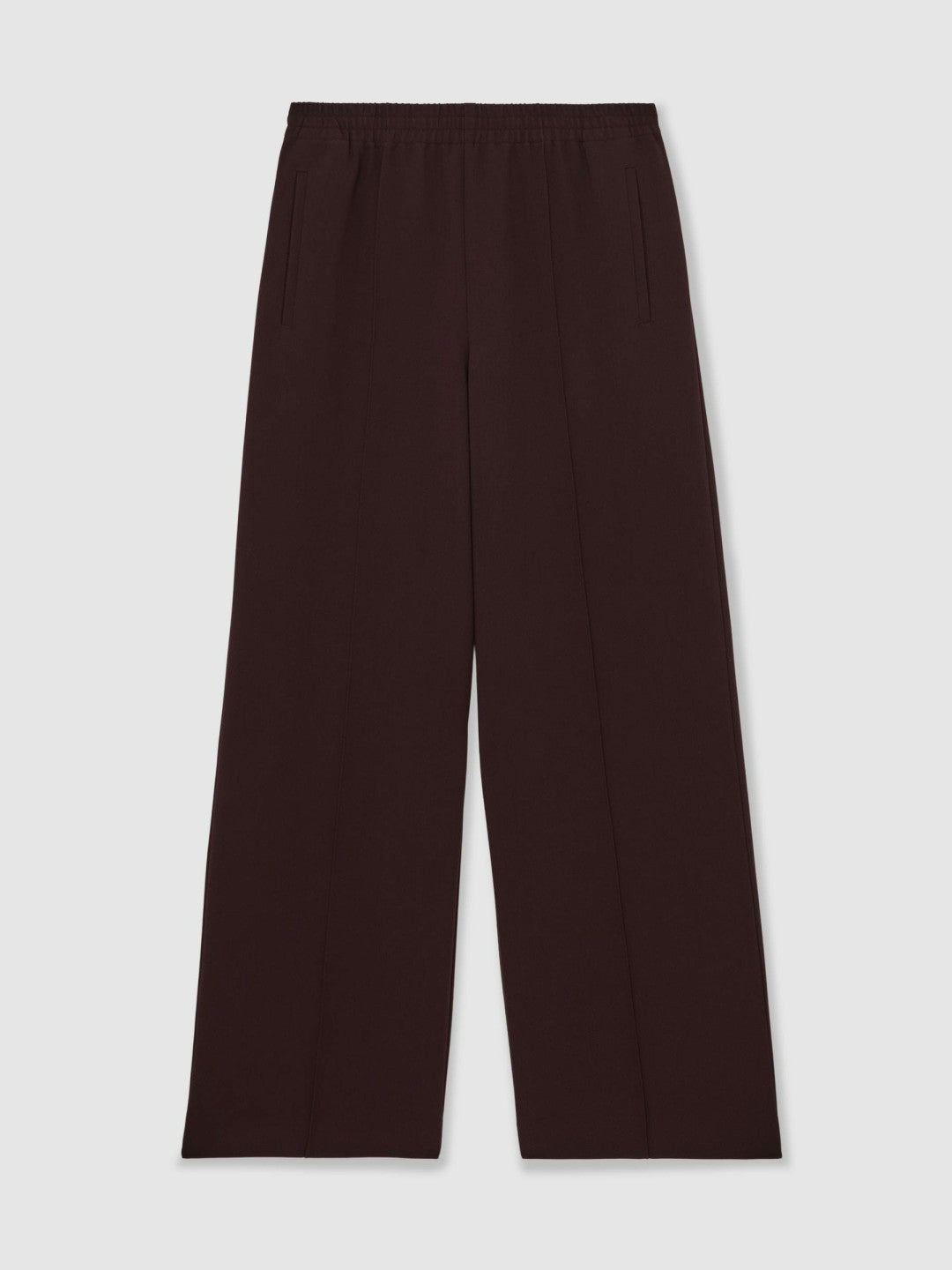 Petite Wide Leg Elasticated Waist Trousers in Burgundy | Reiss Near Me