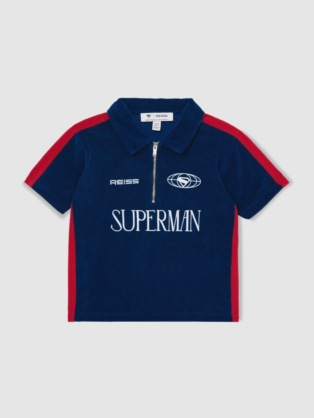 9-13 yrs Superman Towelling Polo Shirt in Blue/Red | Reiss Discount