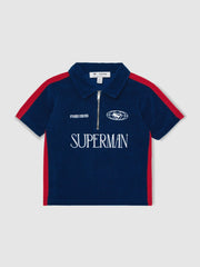 9-13 yrs Superman Towelling Polo Shirt in Blue/Red | Reiss Discount