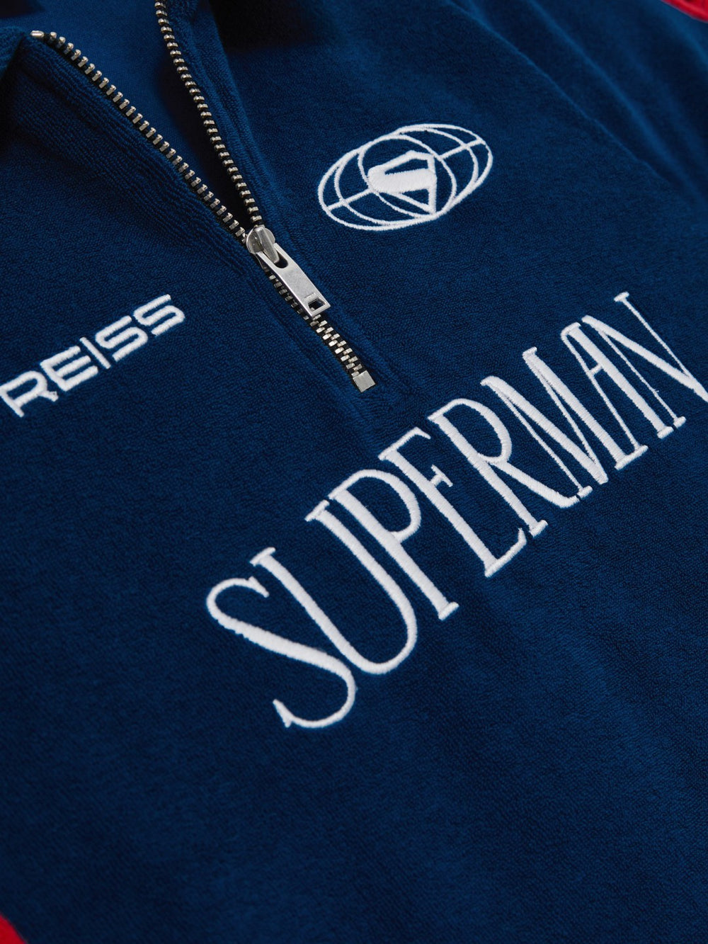 9-13 yrs Superman Towelling Polo Shirt in Blue/Red | Reiss Discount
