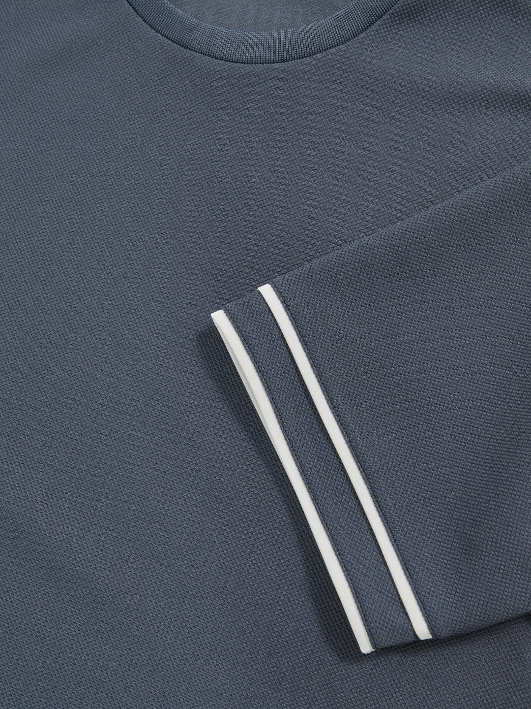 Textured Crew-Neck Tipped T-Shirt in Airforce Blue | Reiss Sale