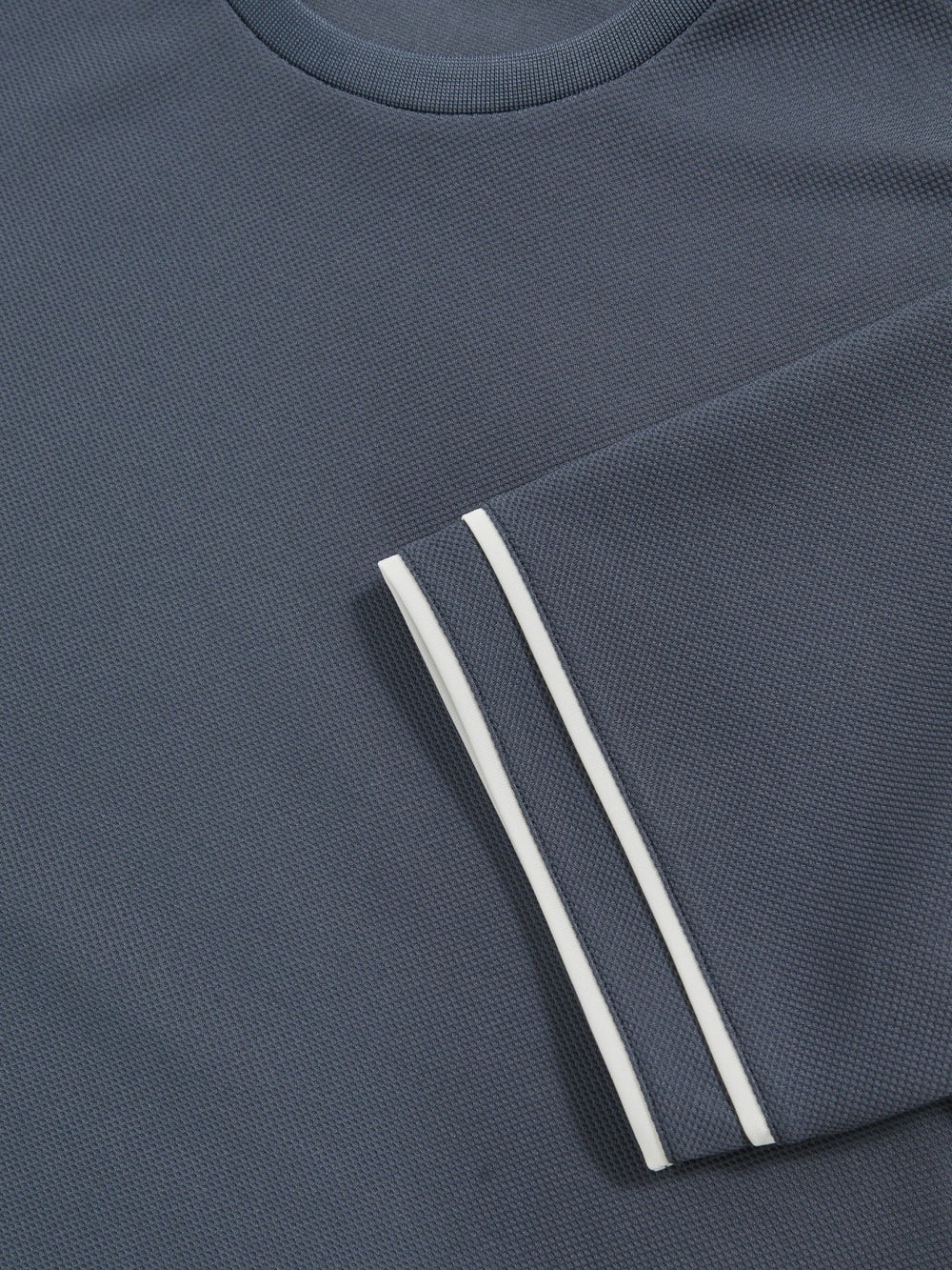 Textured Crew-Neck Tipped T-Shirt in Airforce Blue | Reiss Sale