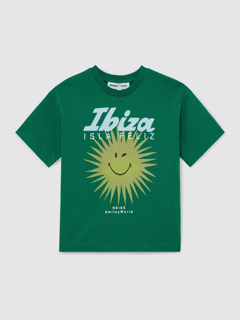 9-13 yrs SmileyWorld Sun Motif T-Shirt in Bright Green | Reiss USA