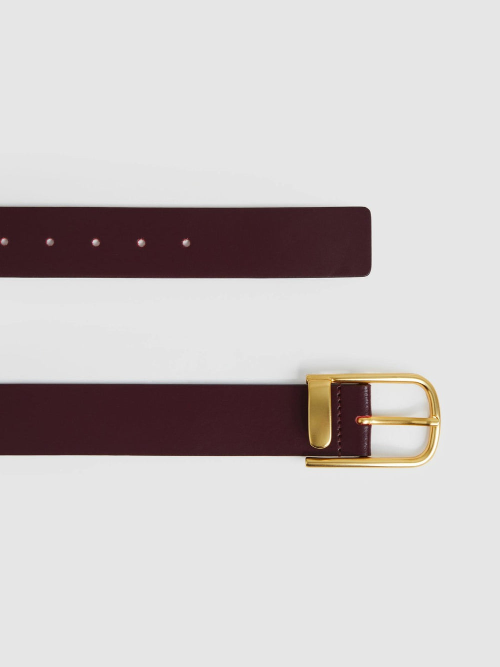 Leather Half Keeper Belt in Burgundy | Reiss Discount