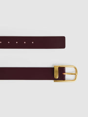 Leather Half Keeper Belt in Burgundy | Reiss Discount
