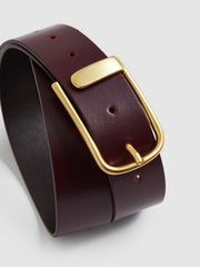 Leather Half Keeper Belt in Burgundy | Reiss Discount