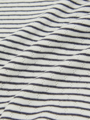 13-14 yrs Cotton Pointelle Long Sleeve Top in Navy/White | Reiss For Sale