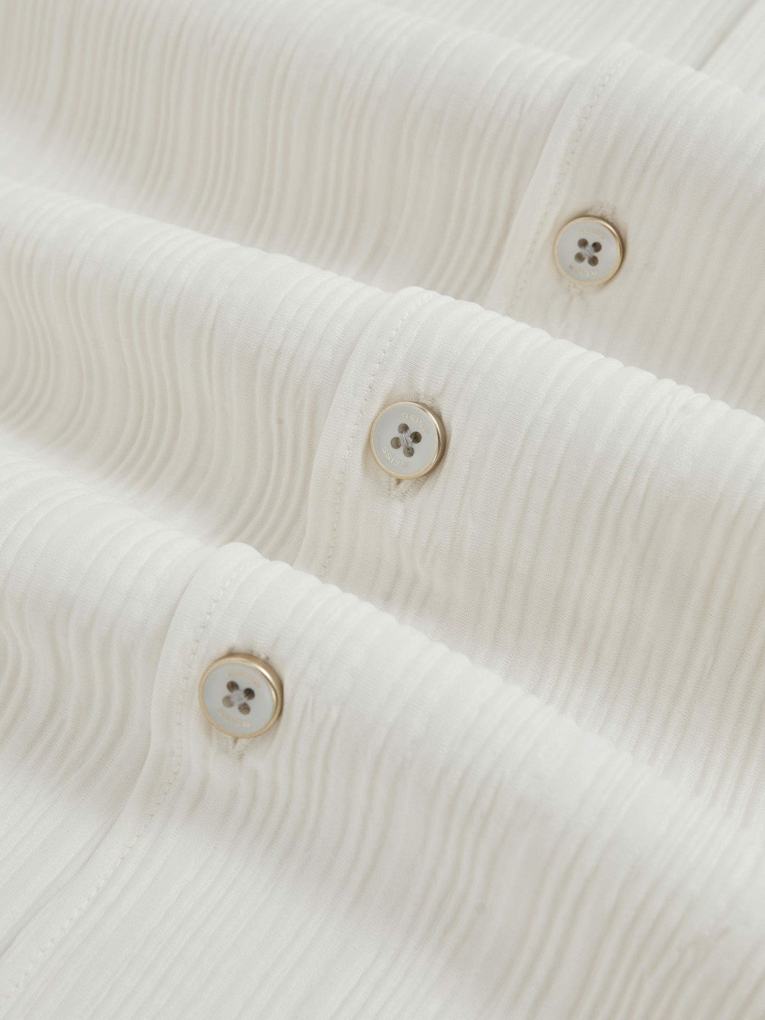 Plissé Cuban-Collar Long-Sleeve Shirt in Off White | Reiss For Sale