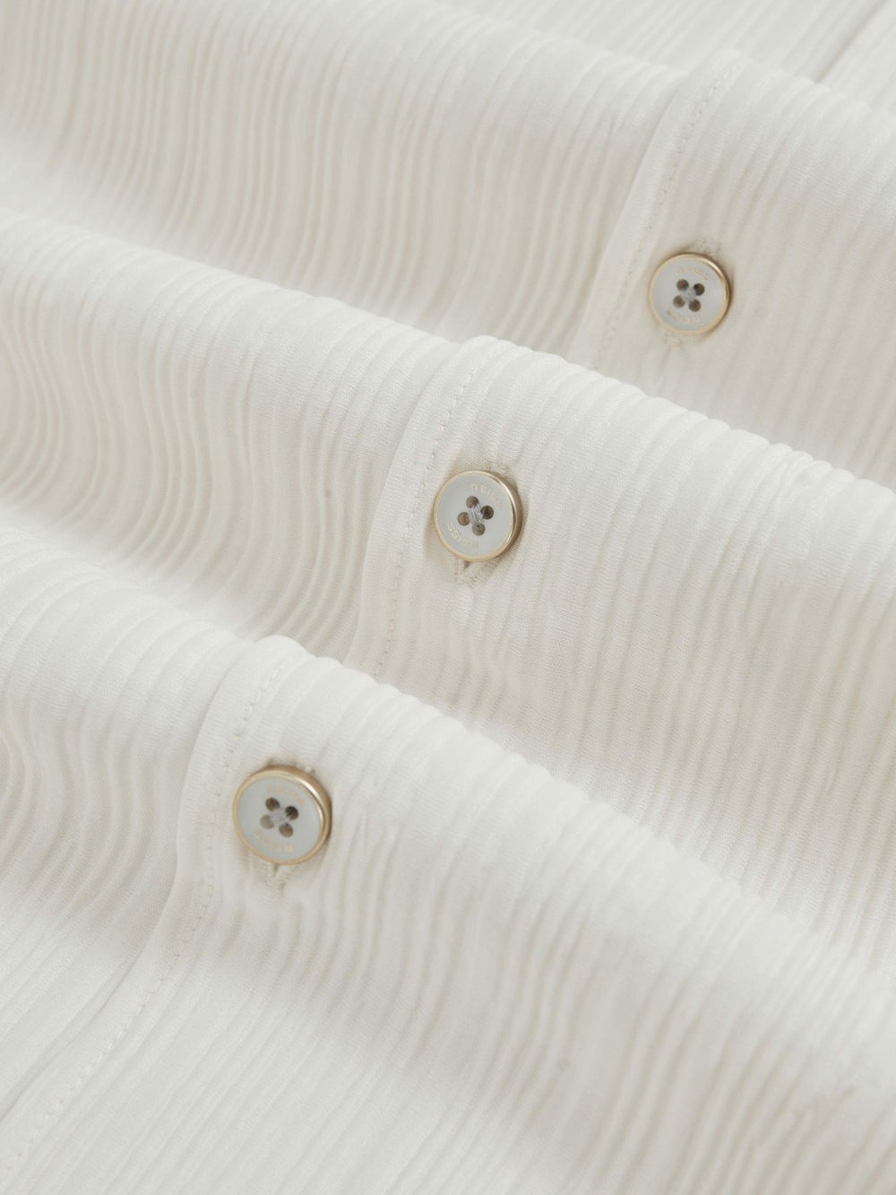 Plissé Cuban-Collar Long-Sleeve Shirt in Off White | Reiss For Sale