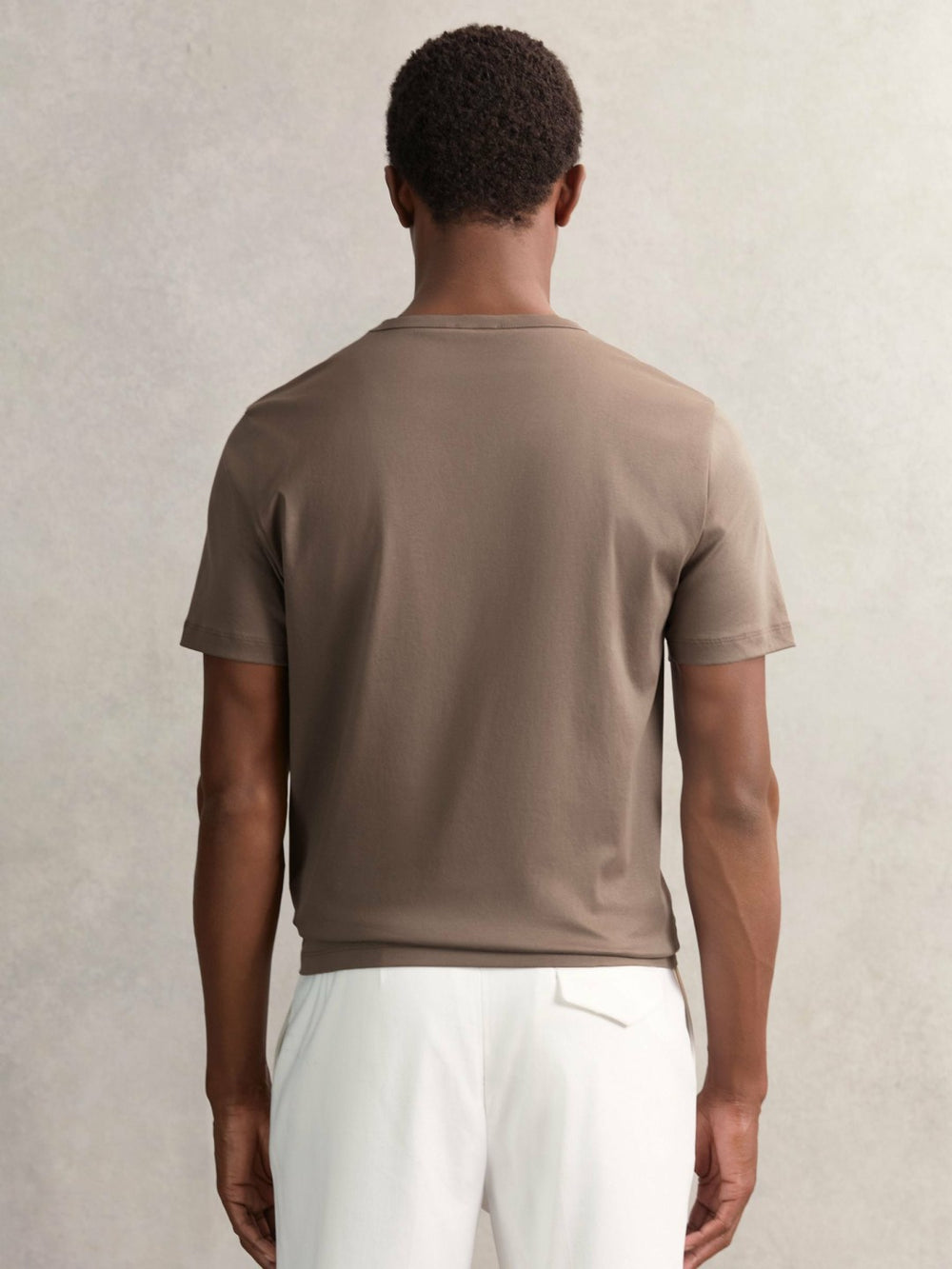 Airwater-Cotton Crew-Neck T-Shirt in Taupe Brown | Reiss Near Me