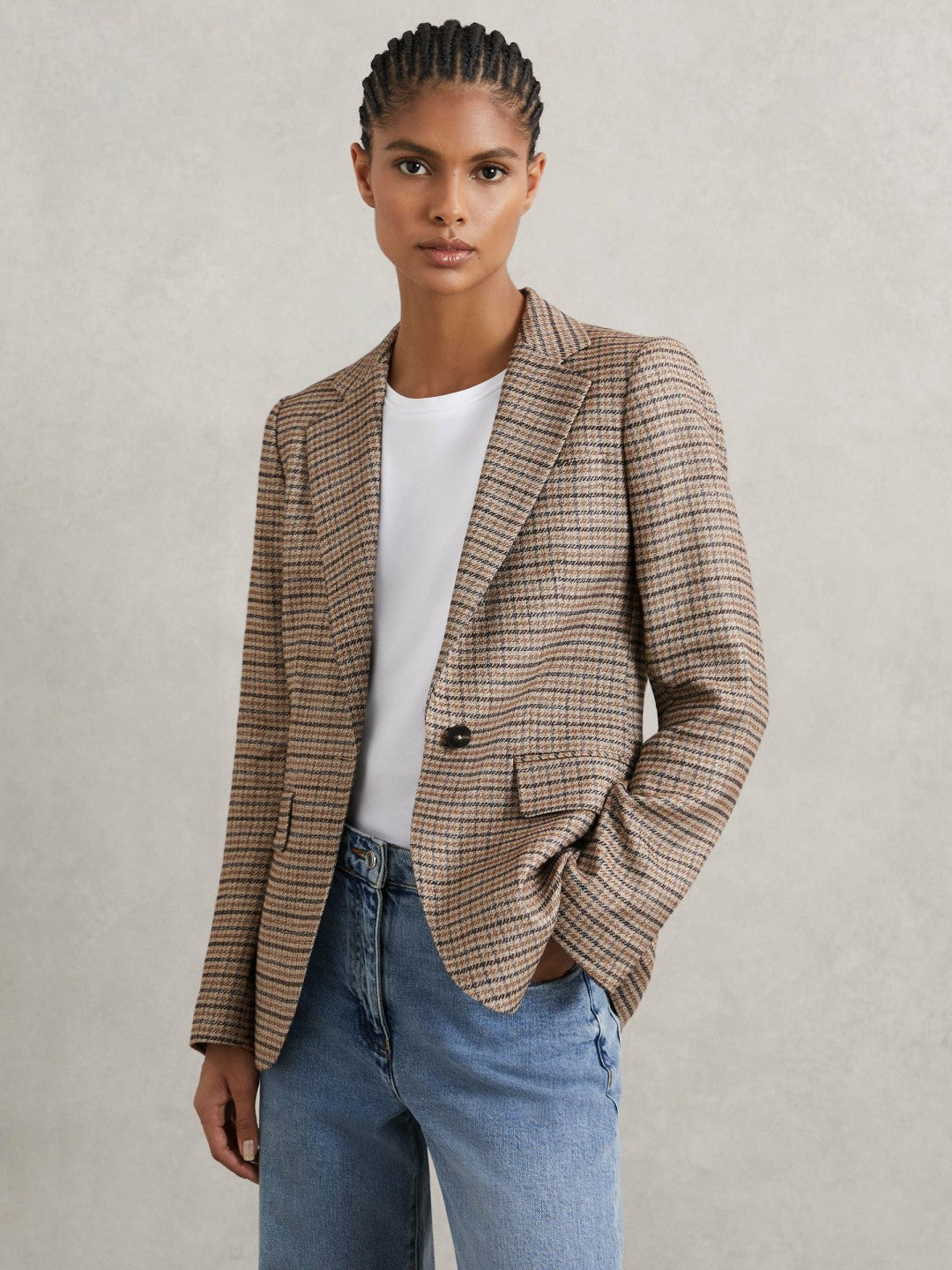Jacket in Neutral Check | Reiss Onsale