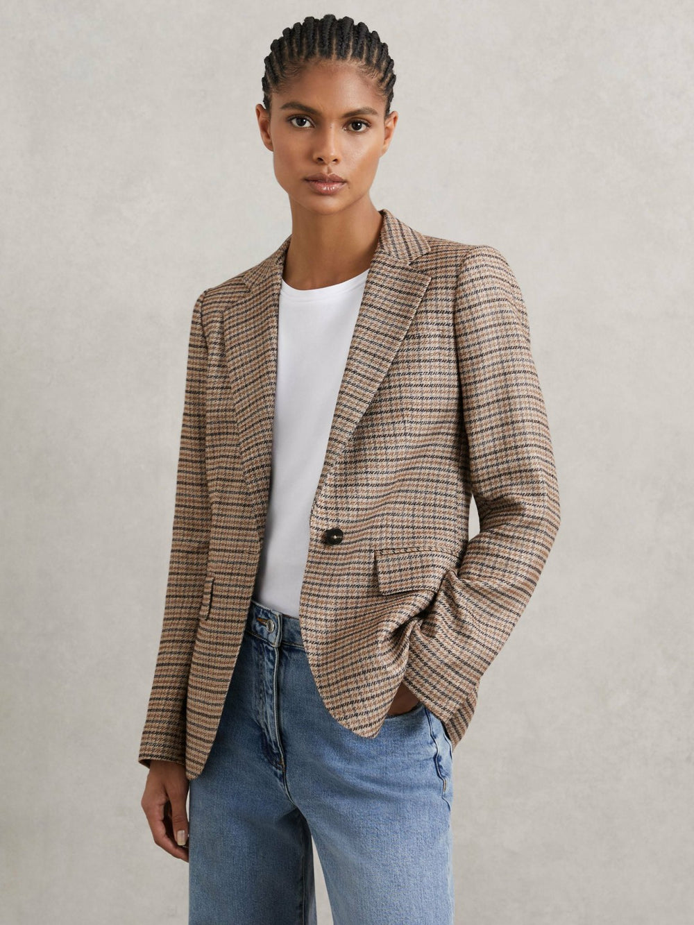 Jacket in Neutral Check | Reiss Onsale