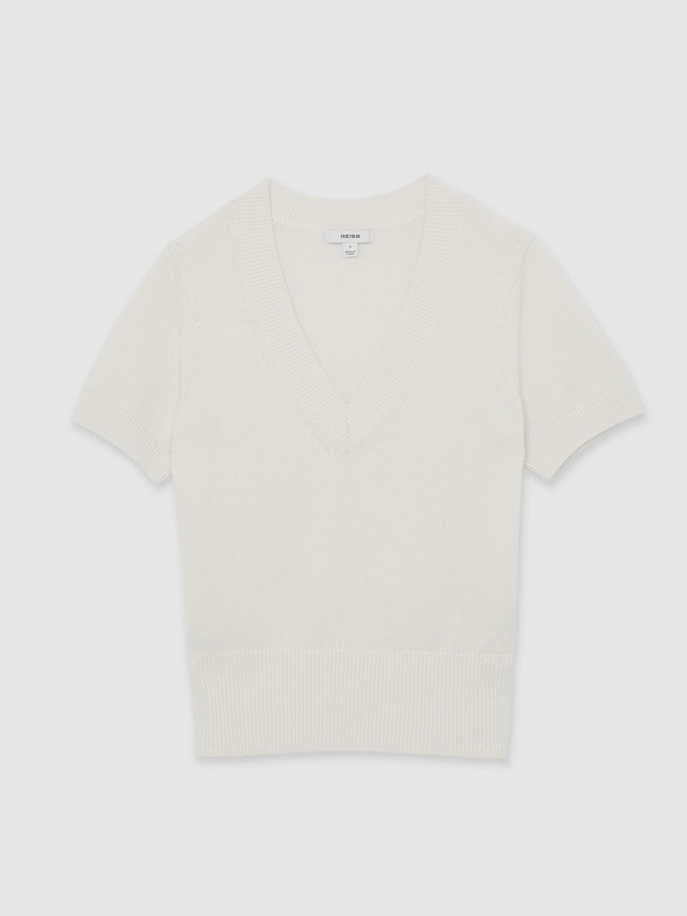 Cotton-Wool Knit V-Neck Top in Ivory | Reiss Near Me