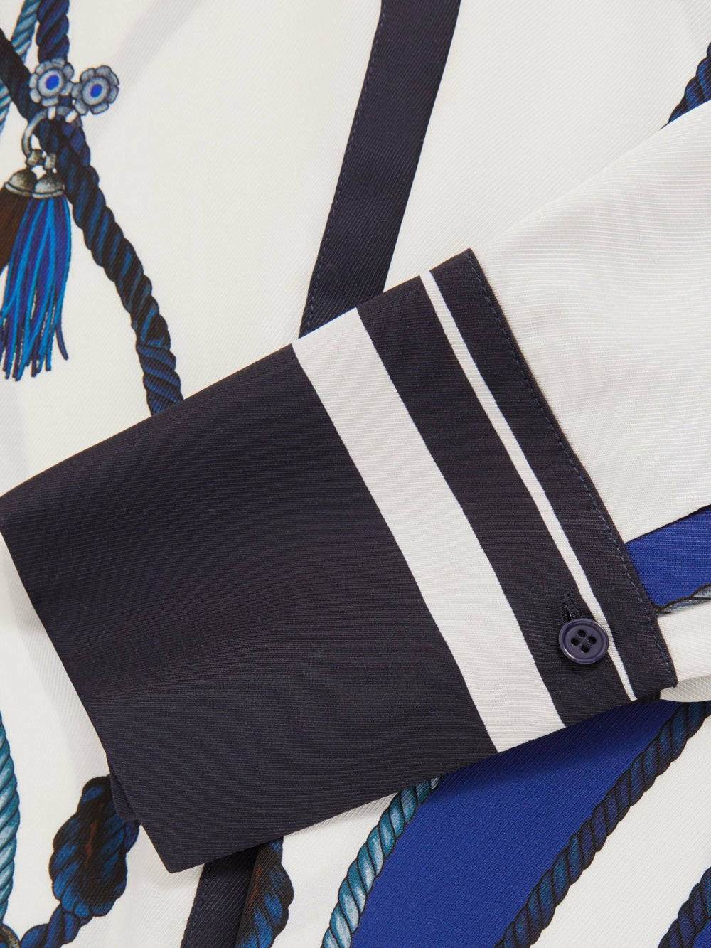 Scarf Print Colourblock Shirt in Navy | Reiss US
