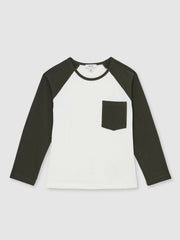 3-9 yrs Cotton Colour-Block Long-Sleeve T-Shirt in Green | Reiss