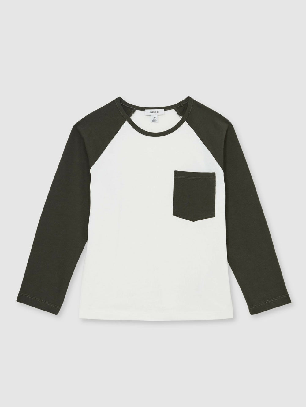 9-13 yrs Cotton Colour-Block Long-Sleeve T-Shirt in Green | Reiss Sale
